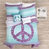 5pc Peace Ombre Kids' Quilt Set Purple/Blue - Lush Décor: Girls Bedding, Peace Sign Bedspread, Full/Queen, 2 Pillows - 2 of 4