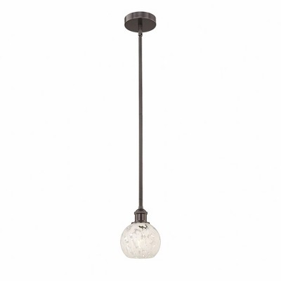 White Mouchette - 1 Light Stem Hung Mini Pendant In Modern Style-7.5 Inches Tall and 6 Inches Wide