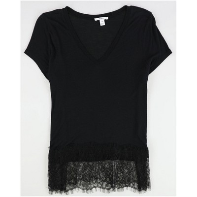 bar III Womens Lace Hem Embellished T-Shirt