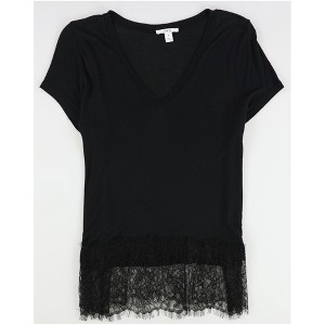 bar III Womens Lace Hem Embellished T-Shirt - 1 of 2