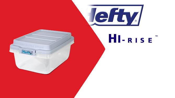 Hefty 18qt Plastic Storage Bin with Gray HI-RISE Stackable Lid, 2 of 11, play video