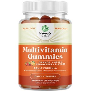 Multivitamin Gummies for Adults, Gelatin-Free Gummy Multivitamins for Men & Women with Zinc & Vitamin D, Nature's Craft, 30ct - 1 of 4