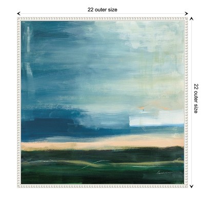 Life Light Landscape Abstract Canvas Wall Art with White Beaded Frame