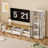 ATJafurn 98.4" White TV Stand and Cat Cabinet, 2-in-1Wooden Entertainment Center and Cat Climbing Furniture with Storage and Drawer for Living Room - 3 of 4