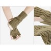 INSPIRE CHIC Women's Knit Lacework Wrist Thumb Hole Half Finger Sleeves Gloves for Christmas Windproof 1 Pair - 3 of 4