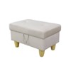 DOMETOUR 28.5" White Flannel Living Room Ottoman-Modern Soft Footrest or Extra Seating for Small Spaces and Bedrooms - 4 of 4