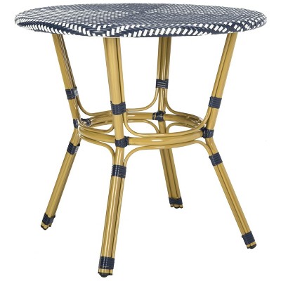 Navy and White Small Rattan Bistro Table
