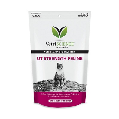 Vetriscience Laboratories UT Strength Feline Urinary Tract Support, Bite-Sized Cat Chews, 3.44-oz, 60-ct