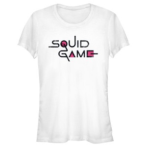 Juniors Womens Squid Game Distressed Logo White T-Shirt - 1 of 4