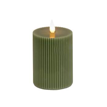 6" HGTV LED Real Motion Flameless Green Candle Warm White Light - National Tree Company