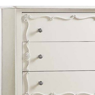 Edalene Pearl White Chest with Floral Felt-Lined Drawers