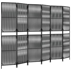 vidaXL Room Divider 6 Panels - Black Poly Rattan Privacy Screen for Indoors/Outdoors - 115.7"x78.7" - Foldable and Durable - 1 of 4