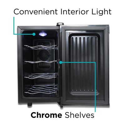 Black Thermoelectric 8-Bottle Wine Cooler with Mirrored Door