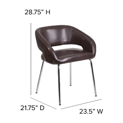 Fusion Series Contemporary Brown LeatherSoft Side Chair with Chrome Legs