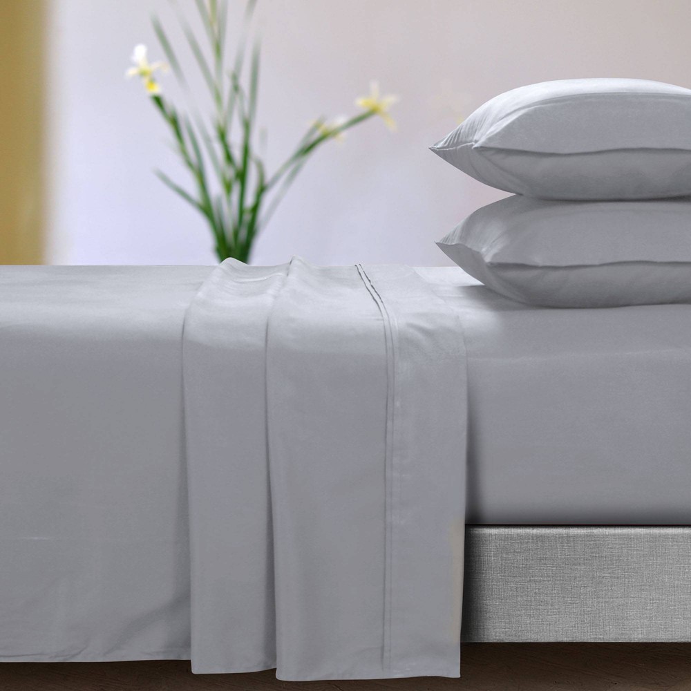 Photos - Bed Linen Full Tribeca Living Extra Deep Pocket Microfiber Solid Sheet Set Platinum: 4-Piece, Machine Washable, OEKO-TEX Certified