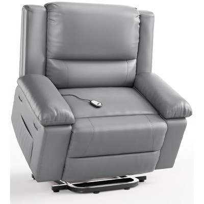 27" Wide Power Lift Recliner Chair for Elderly, Faux Leather w/ Heat, Massage & Adjustable Back and Legs, for Seniors or Mobility Impaired