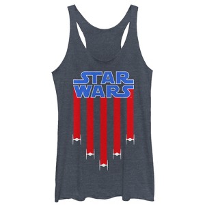 Women's Star Wars Fourth of July  TIE Fighter Stripes Racerback Tank Top - 1 of 3
