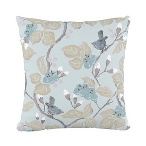Chinois Floral Square Throw Pillow Blue - Skyline Furniture: Cotton Weave, Zipper Closure, Indoor Use - 1 of 4