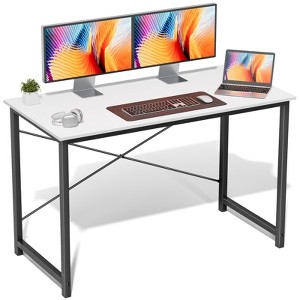 FONTOI Home Office Desk with Storage Compact Writing Table Modern Study Desk with Hook for Bedroom and Small Spaces, White, 47.24"*19.69"*29.69" - 1 of 4