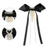 INSPIRE CHIC Women's Heart Rhinestone Pre-Tied Retro Tassel Ribbon Brooch Bow Tie - 3 of 4