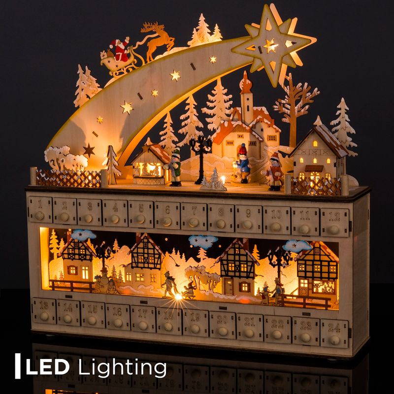 Best Choice Products Wooden Christmas Advent Calendar, Shooting Star w/ Battery-Operated LED Light Background, 6 of 12