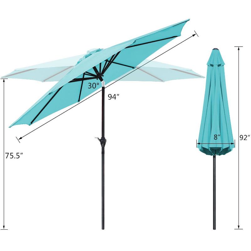 9' x 9' Outdoor Market Patio Umbrella with Push Button Tilt - Devoko, 4 of 5