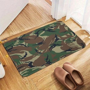 Green Camouflage Bathroom Rugs Winter Bath Mat Absorbent Non Slip Bathroom Mat Christmas Soft Floor Carpet 16x20 Inches - 1 of 1