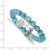 Chisel Stainless Steel Antiqued and Seahorse and Tree of Life 8mm Blue Dyed Jade Beaded Stretch Bracelet - 3 of 4