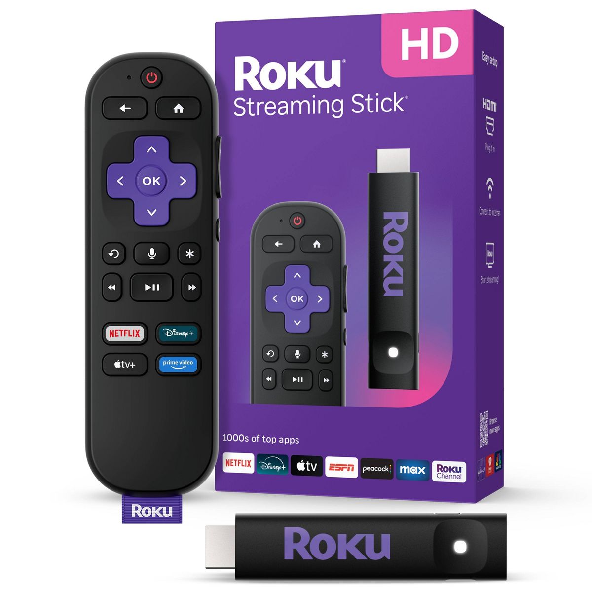 Roku Streaming Stick 2025 HD Roku Streaming Device with Voice Remote