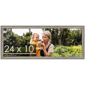 PosterPalooza | 24x10 Thin Barnwood Picture Frame, UV Acrylic, 2 Finishes - Grey and Black - 1 of 4