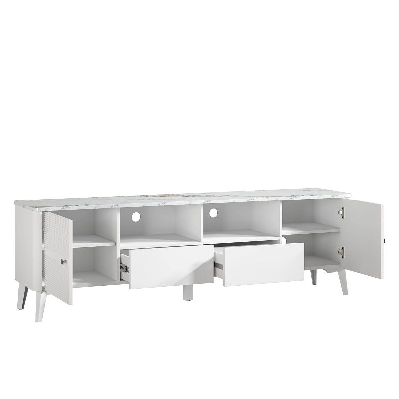 70&#34; Modern Storage TV Stand Cabinet Features Premium Faux Marble Countertop TVs up 75&#34; - Festivo, 5 of 11