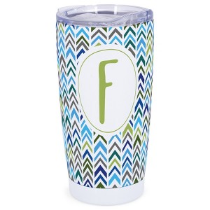 Elanze Designs F Monogram Herringbone Arrows Wrap-Around Design 20 Ounce Stainless Steel On-The-Go Coffee Mug, Thermal Travel Tumbler with Leak - 1 of 4