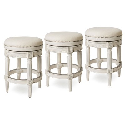 Maven Lane Pullman Backless Upholstered Kitchen Stool with Fabric Cushion Seat, Set of 3