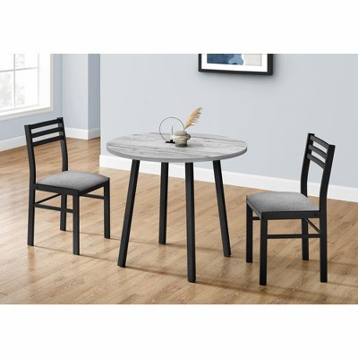 35" Gray Laminate Drop Leaf Dining Table Set with Black Metal Chairs