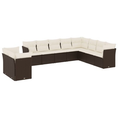 vidaXL Garden Sofa Set Brown and Cream White