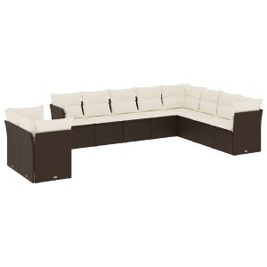 vidaXL Garden Sofa Set Brown and Cream White - 1 of 4