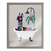 16" x 20" Blake Mid Century Llama in The Tub Framed Printed Glass by Rachel Lee of My Dream Wall Gray - Kate & Laurel All Things Decor - 2 of 4