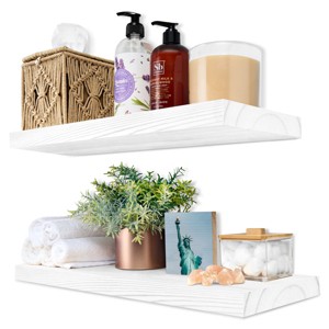 Sorbus 2 Pack 16” Solid Wood Floating Shelves - for Bathroom Decor, Books, Bedroom & Living Room - 1 of 4
