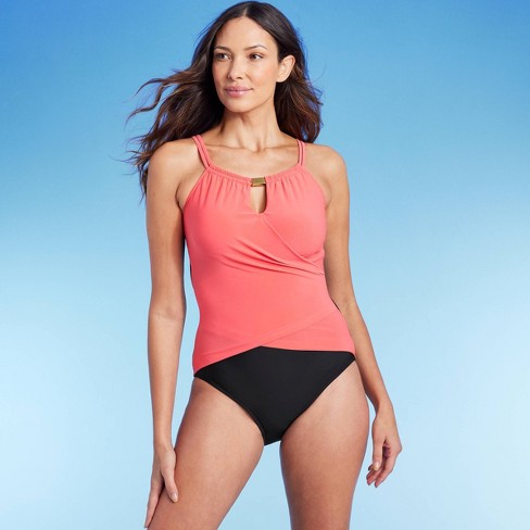 Women's Full Coverage Tummy Control Twist-front One Piece Swimsuit - Kona  Sol™ Pink : Target