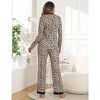 Womens Pajama Sets Round Neck Pajama Tops with Pant Side Pocket Pajama Pants Floral/Leopard Pajamas Long Sleeve Sleepwear - 2 of 4
