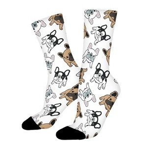 French Bull Dog Women Printed Crew Socks Funny Funky Socks Soft Polyester Novelty Gifts for Artists Men - 1 of 1