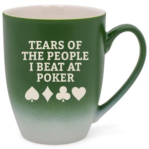 100 North Playing Card 10 Ounce Green and White Two Toned Ombre, Comfortably Fits Your Hands, Ceramic Tea Coffee Cup Mug, TEARS OF THE PEOPLE I BEAT - 1 of 1