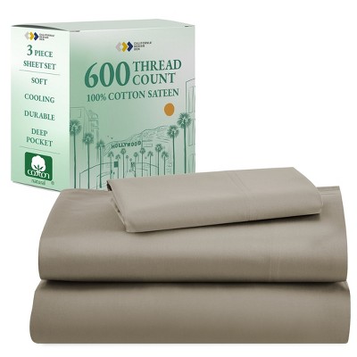 5-Star Luxury Sheet Set | 600 Thread Count 100% Cotton Sateen | Soft & Crisp Bed Sheets with Deep Pockets by California Design Den