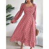 Coolmee Women's Fall Dresses Crew Neck Long Sleeve Dot Tiered Flowy A Line Casual Boho Party Maxi Dress - 4 of 4
