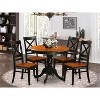 5-Piece Round Black Finish Solid Wood Top Dining table with 4 Chairs with - 2 of 4