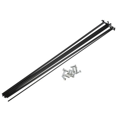Unique Bargains 14G J Bend Bike Bicycle Spokes with Nipples Steel Black 12 Pcs