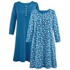 Collections Etc 2 Pack Henley Nightgowns - 4 of 4