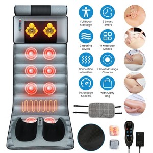 Angel Sar Full Body Vibration Massage Mat, 10-Zone Massage with Heating, Detachable Neck & Foot Massager, Inflatable Lumbar Pillow, Anti-Slip Design - 1 of 4