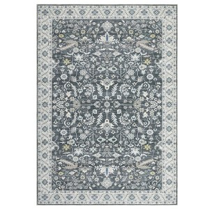 Washable Vintage Rug Non Slip Low Pile Rug Soft Throw Floor Cover Floral Foldable Indoor Carpet for Living Room Bedroom Playroom Nursery - 1 of 4