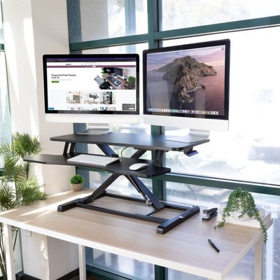 ErgoFlex Black Adjustable Standing Desk Converter, 37" Dual Monitor Capacity